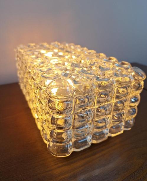 Vintage grote glazen Erco bubble kubus plafonnière wandlamp, Huis en Inrichting, Lampen | Wandlampen, Gebruikt, Glas, Metaal, Ophalen