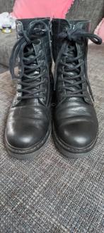 LEREN LAARSJES/BOOTS ZWART MT 38, Zwart, Lage of Enkellaarzen, Ophalen of Verzenden, Zo goed als nieuw