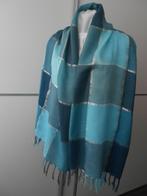 Blauw/groene sjaal met lurex streep, Ophalen of Verzenden, Zo goed als nieuw, Sjaal