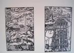 Hubert Bekman houtgravure ets Mijnbouw in Zuid Limburg, Antiek en Kunst, Kunst | Etsen en Gravures, Verzenden