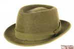 Vintage Ronde herenhoed Tonak groen haarvilt 56 goede staat, Hoed, Tonak, Ophalen of Verzenden, 57 cm (M, 7⅛ inch) of minder
