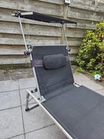 Ligbed met zonnescherm, Tuin en Terras, Ligbedden, Ophalen, Gebruikt, Aluminium