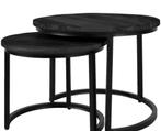 Zwart mangohout salontafel set van 2, Ophalen, Rond, 50 tot 100 cm, Zo goed als nieuw