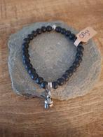 Natuurkralen armband met Onyx mat zwart en bedel, Sieraden, Tassen en Uiterlijk, Ophalen of Verzenden, Nieuw, Zwart, Met edelsteen