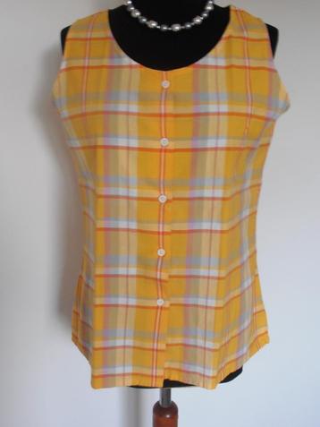 Land's End - prachtige gele ruit katoenen blouse - 38  beschikbaar voor biedingen