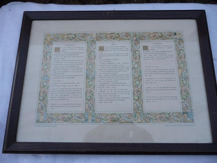 oude prent - MORGENGEBED - AFLATEN - AVONDGEBED -, Antiek en Kunst, Kunst | Tekeningen en Foto's, Ophalen of Verzenden