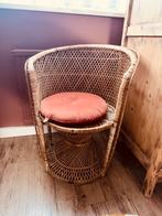 Rotan stoeltje met kussen, Huis en Inrichting, Ophalen, Gebruikt, Bruin, Riet of Rotan
