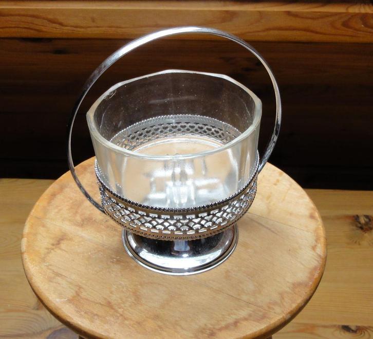 Schaaltje voor suiker, suikerschaaltje wit glas klonten, Antiek en Kunst, Antiek | Glas en Kristal, Ophalen of Verzenden