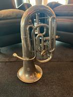 Zilver kleurige decoratie tuba, Muziek en Instrumenten, Blaasinstrumenten | Tuba's, Gebruikt, Euphonium of Tenortuba, Ophalen of Verzenden