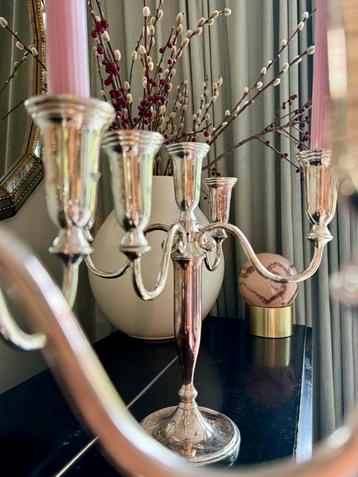 Kandelaar 5tak 5 arms vijf zilver 2 stuks groot vintage beschikbaar voor biedingen