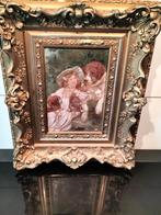 Oude schilderijlijst met meisje en honden, Ophalen of Verzenden