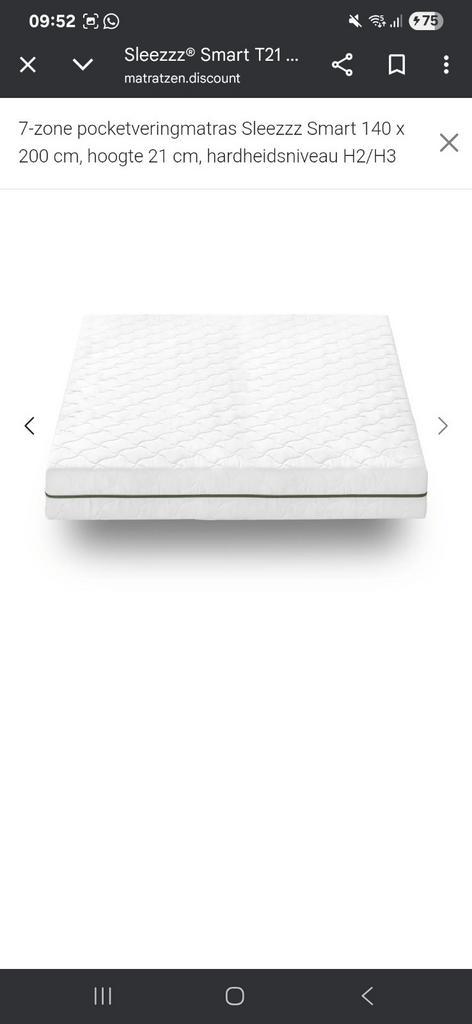 Matras Sleezzzz, Huis en Inrichting, Slaapkamer | Matrassen en Bedbodems, Zo goed als nieuw, 200 cm, Eenpersoons, Ophalen of Verzenden