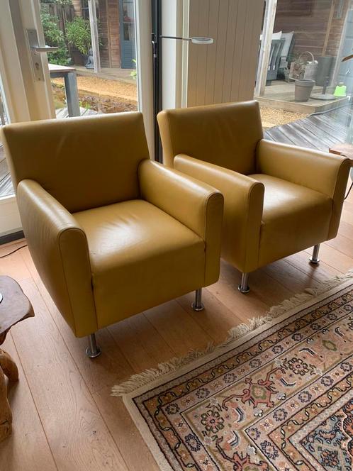Leolux lederen fauteuils (2x), Huis en Inrichting, Fauteuils, Zo goed als nieuw, 50 tot 75 cm, 75 tot 100 cm, Ophalen