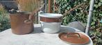 Vintage au bain marie APILCO set: 1 koper en 1 porselein pan, Kookpan of Snelkookpan, Overige materialen, Keramische plaat, Ophalen of Verzenden