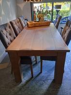 Robuust eikenhouten meubelset, Huis en Inrichting, Ophalen, Zo goed als nieuw, Stoer landelijk, 6 tot 8 stoelen