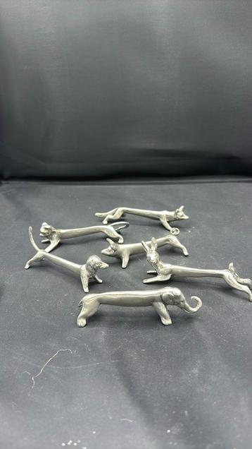 Vintage messensteun 6 stuks olifant haas teckel vos varken beschikbaar voor biedingen