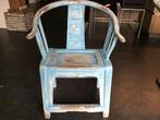 2 Decoratieve Blauw houten Asianliving hoefijzer stoelen, Ophalen