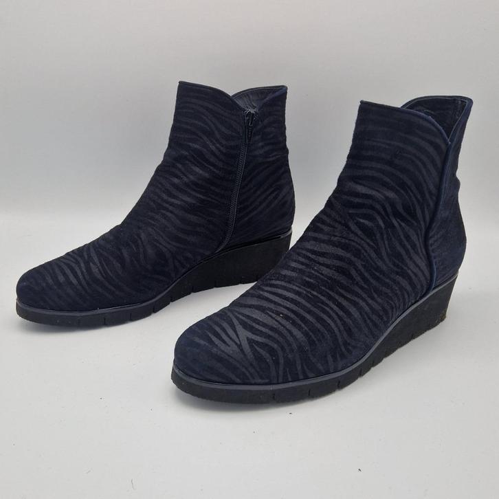 Volare enkellaarsjes. Maat 41. Nachtblauw/zebraprint., Kleding | Dames, Schoenen, Zo goed als nieuw, Lage of Enkellaarzen, Blauw