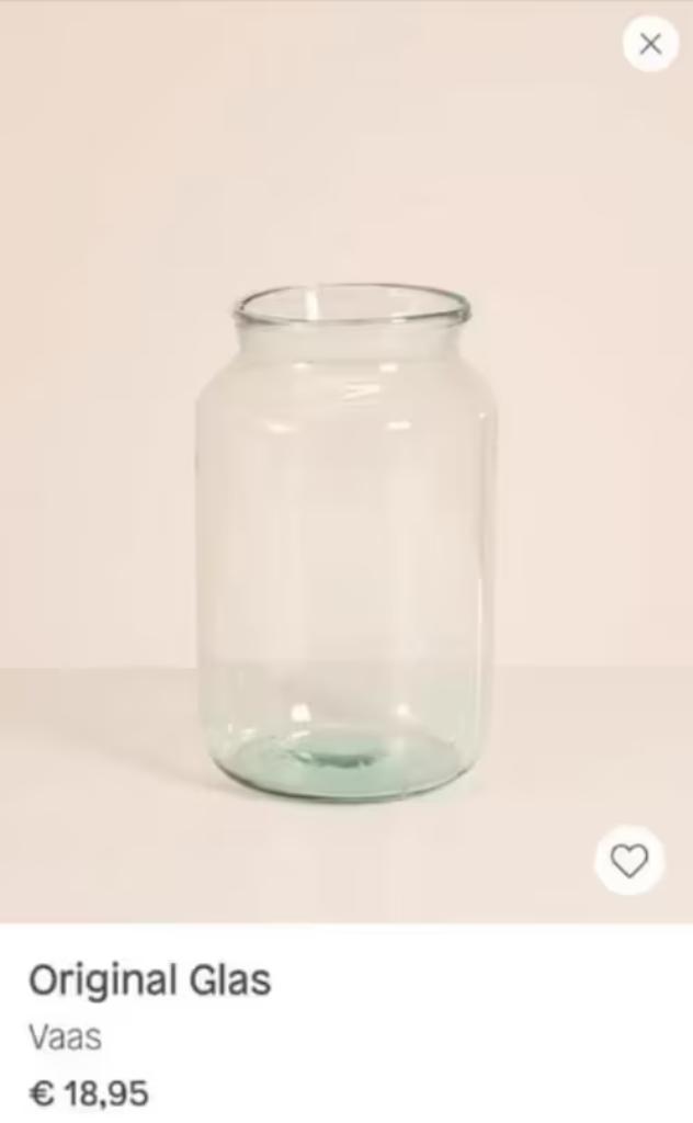 NIEUW! Bloomon handgeblazen vaas 30 cm € 7,99, Huis en Inrichting, Woonaccessoires | Vazen, Nieuw, Overige kleuren, Minder dan 50 cm