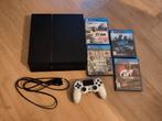 PS4 (playstation) met vier spellen en controller, Ophalen of Verzenden, Zo goed als nieuw, Met 1 controller, Slim