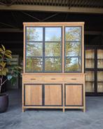 Stoere Buffetkast | Zwart met Hout | Winkelkast #1907, Huis en Inrichting, 200 cm of meer, Ophalen of Verzenden, Met deur(en)