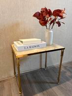 Messing onyx tafeltje, Huis en Inrichting, Tafels | Sidetables, Ophalen, Overige materialen, Gebruikt, Minder dan 50 cm