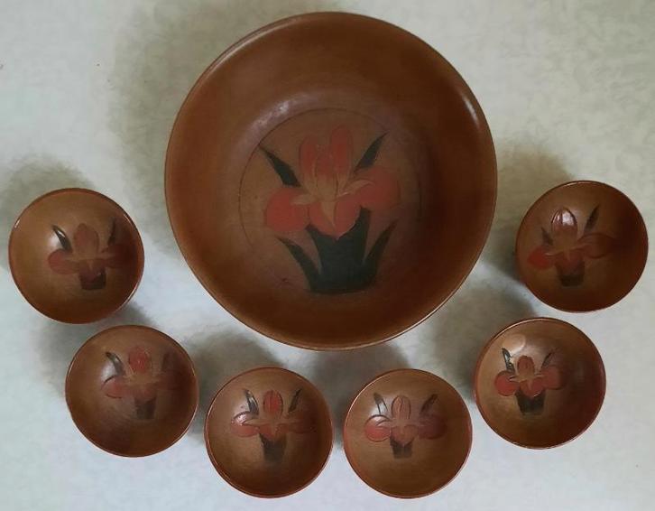 Amsterdamse school hout nijverheid pindasetje (batik stijl), Antiek en Kunst, Kunst | Overige Kunst, Ophalen of Verzenden