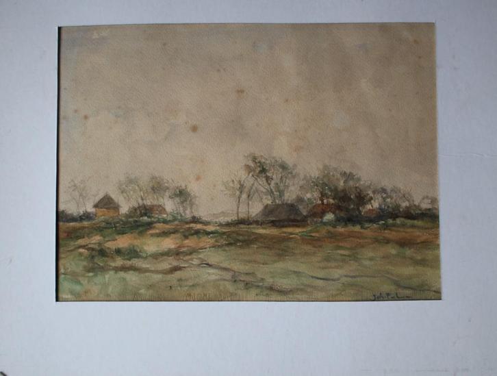 Johan Faber, Groninger Ploeg, aquarel., Antiek en Kunst, Kunst | Schilderijen | Klassiek, Verzenden