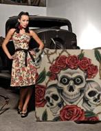 Gothic Lolita Skull met rozen & meer Amerikaanse stoffen, Nieuw, Katoen, Verzenden