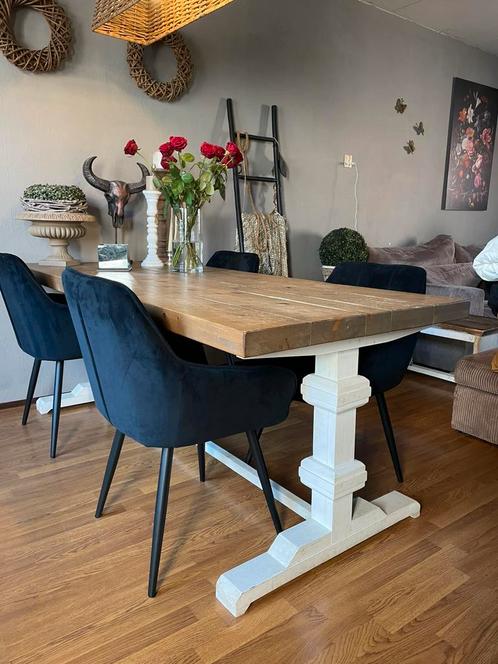 Robuuste kloostertafel – 190x80 cm – massief hout, Huis en Inrichting, Tafels | Eettafels, Zo goed als nieuw, 50 tot 100 cm, Vijf personen of meer