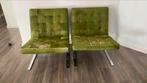 2 vintage stoelen mid-century, Huis en Inrichting, Stoelen, Ophalen, Gebruikt, Overige kleuren, Leer