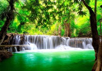 45 Waterval Natuur Vlies Fotobehang 350x250cm in 3 maten XXL beschikbaar voor biedingen