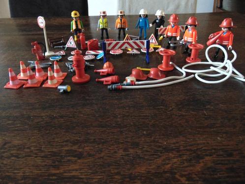 Playmobil Brandweermannen en Wegwerkers met Materialen, Kinderen en Baby's, Speelgoed | Playmobil, Gebruikt, Ophalen