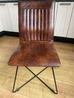 4x Bruinleren eetkamerstoelen eventueel met eettafel, Ophalen, Gebruikt, Bruin, Leer