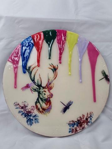 Epoxy en Acryl Schilderij - Hert beschikbaar voor biedingen