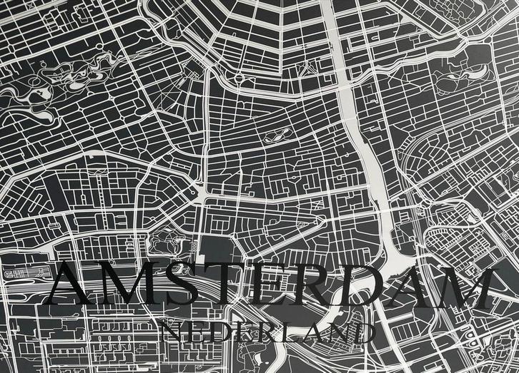 Amsterdam Stadskaart op Metaal - Aluminium Dibond 160x125, Huis en Inrichting, Woonaccessoires | Wanddecoraties, Zo goed als nieuw