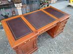 Klassieke Engelse schrijftafel, bureau, partnerdesk, met led, Huis en Inrichting, Bureaus, Ophalen, Zo goed als nieuw