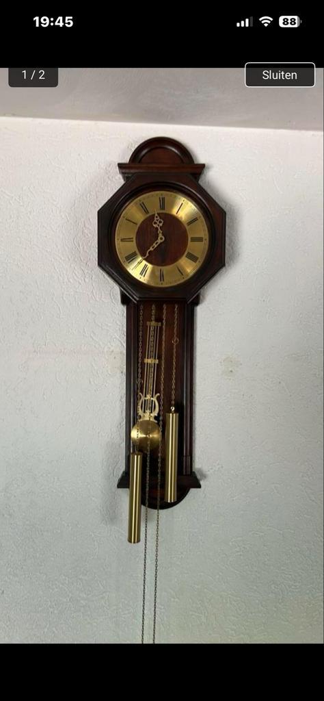 Antieke JEKA Wandklok met Slinger, Antiek en Kunst, Antiek | Klokken, Ophalen of Verzenden