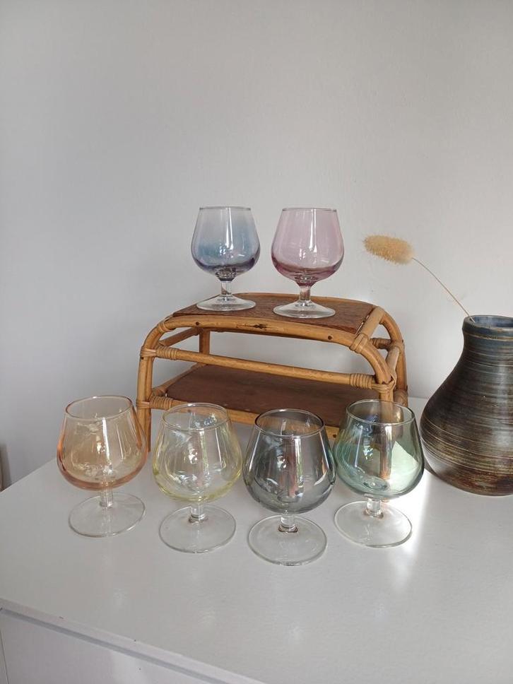 Gekleurde Whiskeyglazen met Glans, Huis en Inrichting, Keuken | Servies, Zo goed als nieuw, Glas of Glazen, Effen, Glas, Ophalen of Verzenden