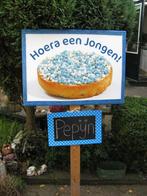 Leuk geboortebord Beschuit met blauwe muisjes en veel andere, Ophalen, Zo goed als nieuw, Overige typen, Geboorte of Huwelijk