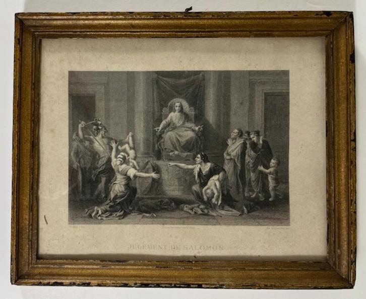 Franse antieke vergulde lijst met chalcographie, Antiek en Kunst, Antiek | Woonaccessoires, Ophalen of Verzenden