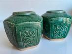 Vintage Set 2 Groot Shiwan Gemberpot Turquoise Zeskant 1920, Antiek en Kunst, Antiek | Keramiek en Aardewerk, Ophalen of Verzenden