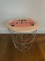Roze mandje met kattenprint - kinderkamer decoratie, Huis en Inrichting, Tafels | Bijzettafels, Ophalen, Minder dan 45 cm, Minder dan 55 cm