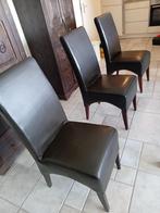 Zes nette lederen eettafelstoelen, Ophalen, Gebruikt, Bruin, Strak klassiek