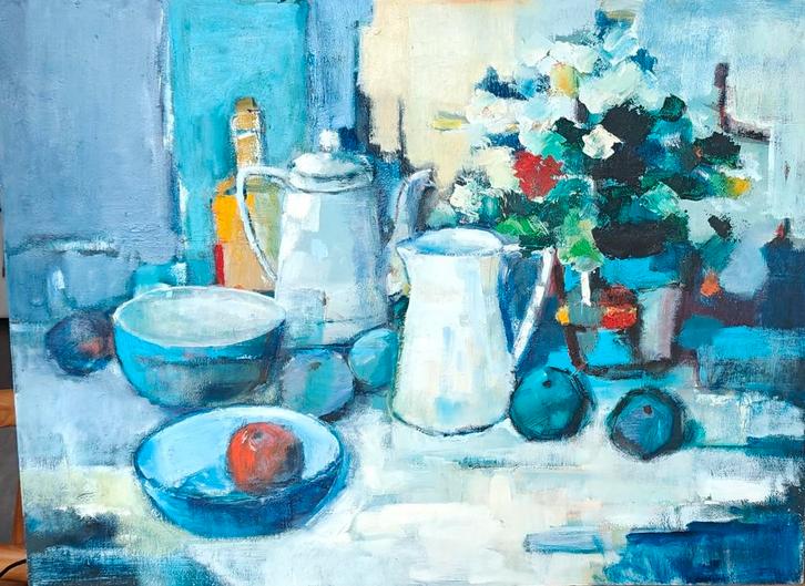 Stilleven met bloemen en fruit, Adri Janssen, Antiek en Kunst, Kunst | Schilderijen | Klassiek, Ophalen