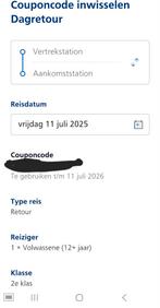 NS dagretour 3x (geldig t/m 11-07-2026), Tickets en Kaartjes