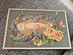 Brocante  Nieuwjaarskaart met Handen en Vogels, Antiek en Kunst, Ophalen of Verzenden