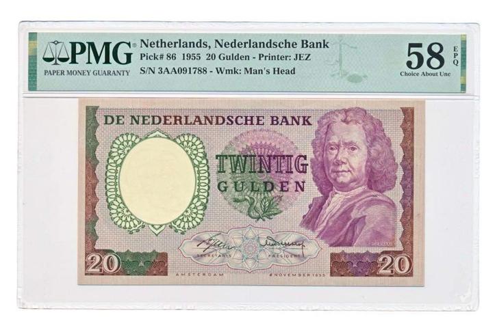 Nederland 20 Gulden 1955 Boerhaave PMG58 EPQ, Postzegels en Munten, Bankbiljetten | Nederland, Los biljet, 25 gulden, Ophalen of Verzenden