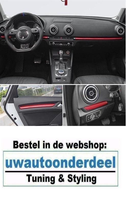 Dashboard Interieurlijsten Rood Carbon Geschikt voor Audi A3, Auto diversen, Tuning en Styling, Verzenden