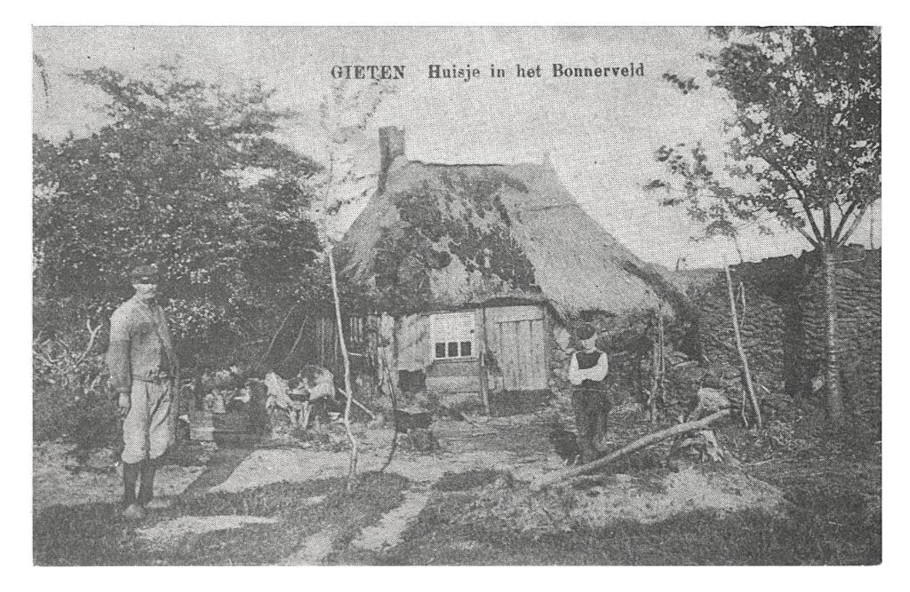 944398 Gieten Drenthe Huisje in het Bonnerveld Onbeschreven, Ophalen of Verzenden, 1960 tot 1980, Ongelopen, Drenthe